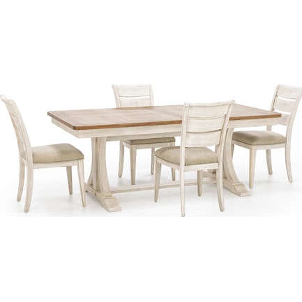Farmhouse Reimagined 5-pc. Dining Set with Ladderback Upholstered Seat Chair
