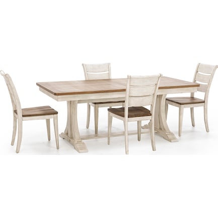 Farmhouse Reimagined 5-Piece Set with Ladderback Wood Seat Side Chair