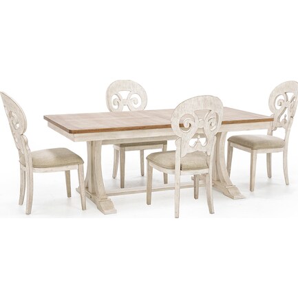 Farmhouse Reimagined 5-pc. Dining Set with Splat Back Upholstered Side Chair