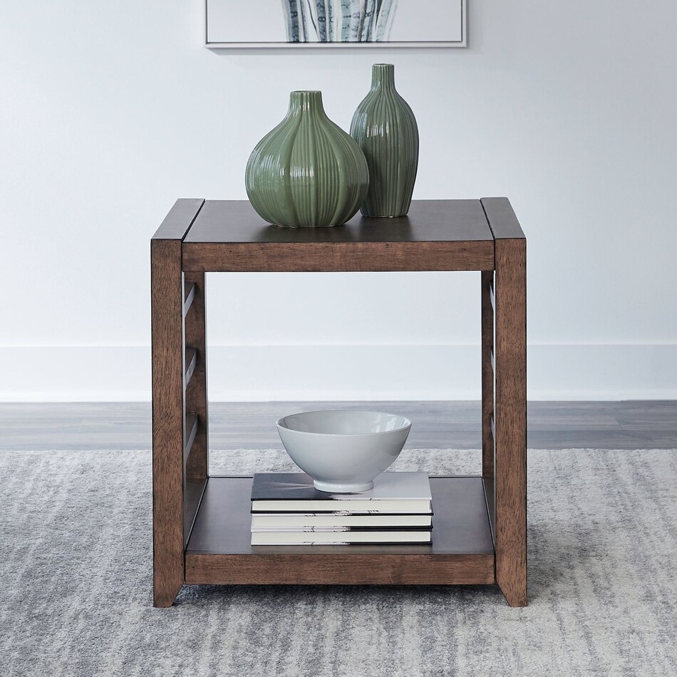 lbty brown end table shk  