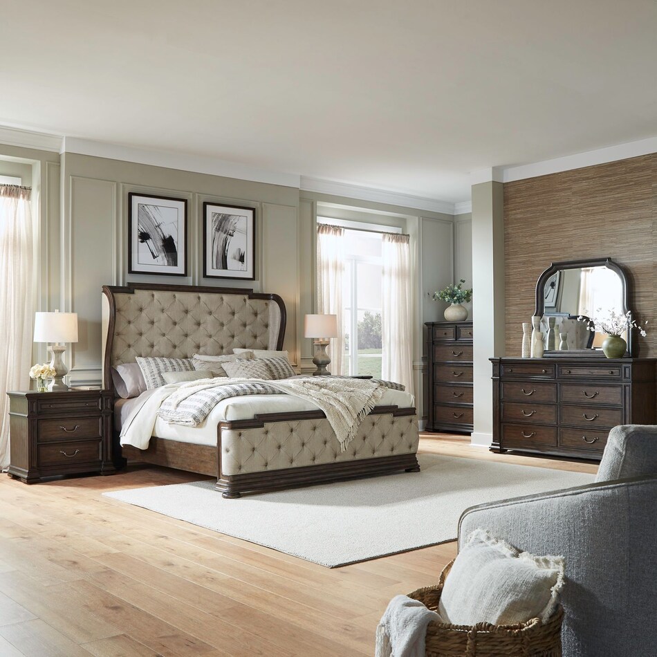lbty chateau brown queen bed package usp  