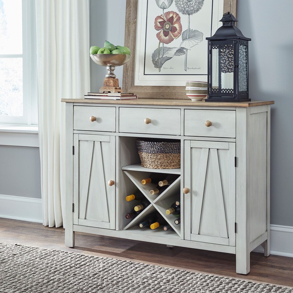 lbty weathered white & sandstone buffet server sideboard   