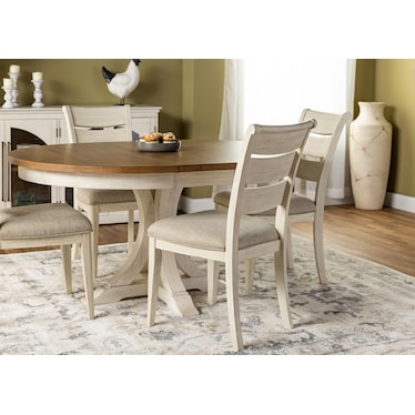 Farmhouse Reimagined Ladderback Upholstered Seat Side Chair