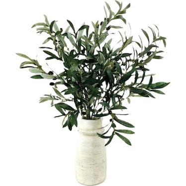Olive Branches In Deco Stone Vase 36"H