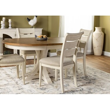 Farmhouse Reimagined Ladderback Upholstered Seat Side Chair