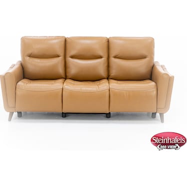 Bethany Leather Power Headrest Reclining Sofa in Caramel