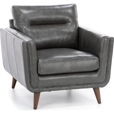 Naomi Leather Chair in Charcoal