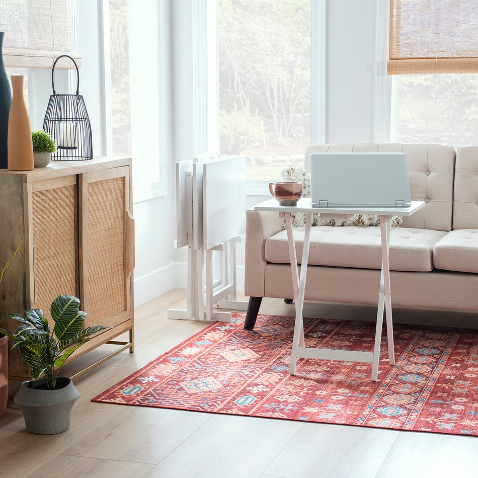 lino white chairside table tan  