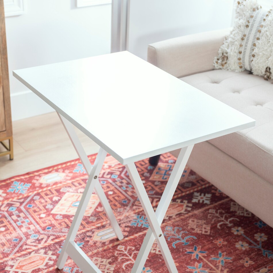 lino white chairside table tan  