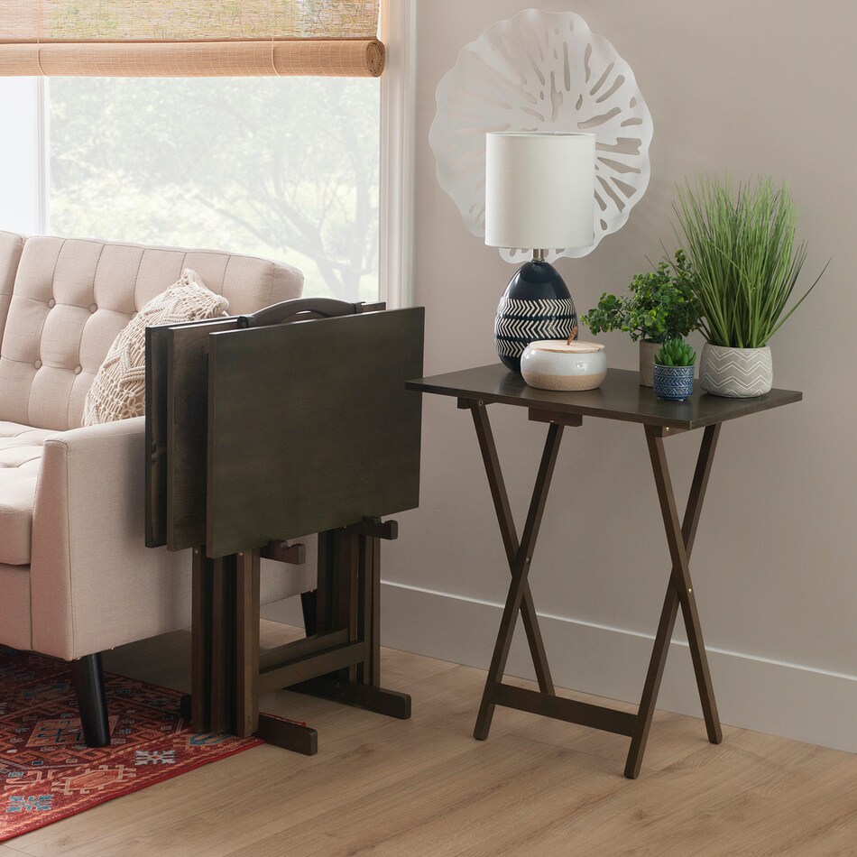 linon grey brown chairside table tan  