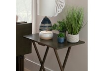 linon grey brown chairside table tan  