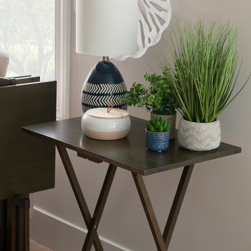 linon grey brown chairside table tan  