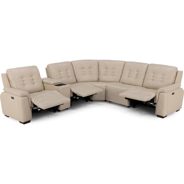 Nora 6-Pc. Leather Power Headrest Reclining Modular