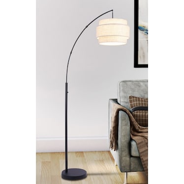 Black Metal With Layered Shade Arc Floor Lamp 86"H