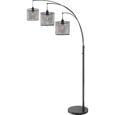 Black Caged 3-Light Arc Lamp With Edison Bulbs 86.5"H