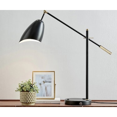 Black Metal Adjustable USB Desk Lamp 28.5"H