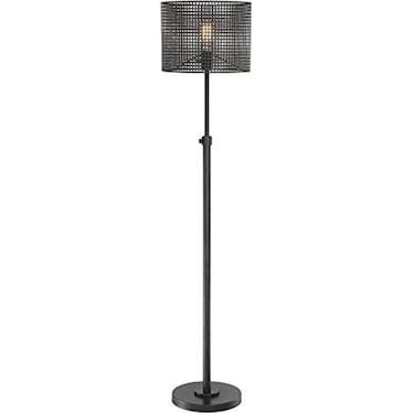 Caged Drum Floor Lamp With Edison Bulb 62"H