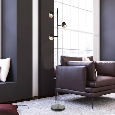 Black 3-Light Floor Lamp 63"H