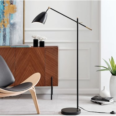 Black Metal Adjustable Floor Lamp 57.5"H