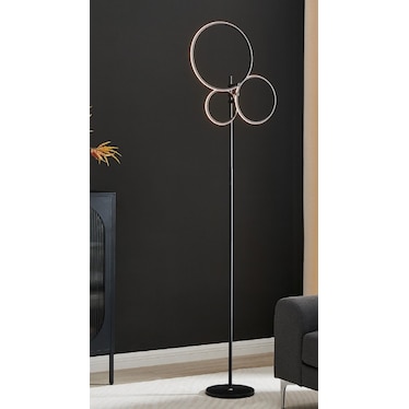 Black Tri Circle LED Floor Lamp 80"H