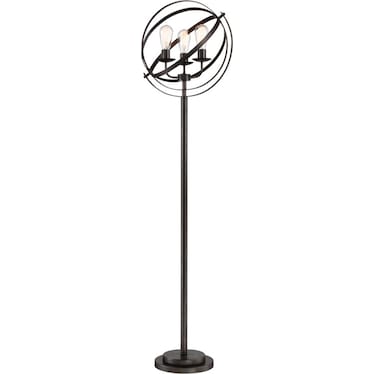 Black Metal Orb Shade Floor Lamp with Vintage Bulbs 66"H