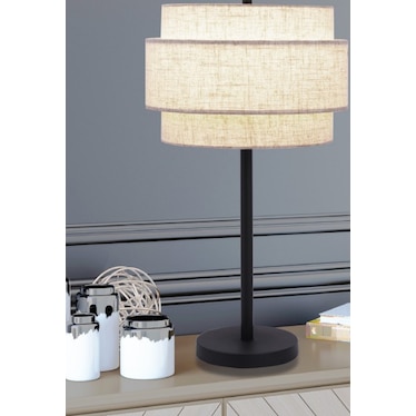 Black Metal With Layered Shade Table Lamp 27.75"H