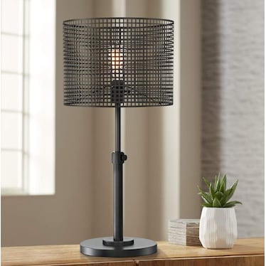 Caged Drum Table Lamp With Edison Bulb 29"H