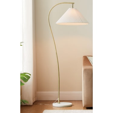 Antique Brass with Pleated Shade Floor Lamp 62.5"H