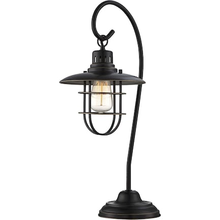 Bronze Lanterna II Table Lamp With Edison Bulb 23"H