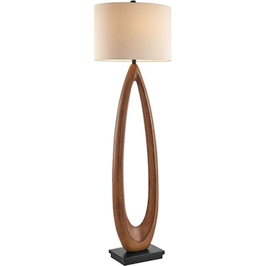 Brown Faux Wood Tear Drop Floor Lamp 65"H