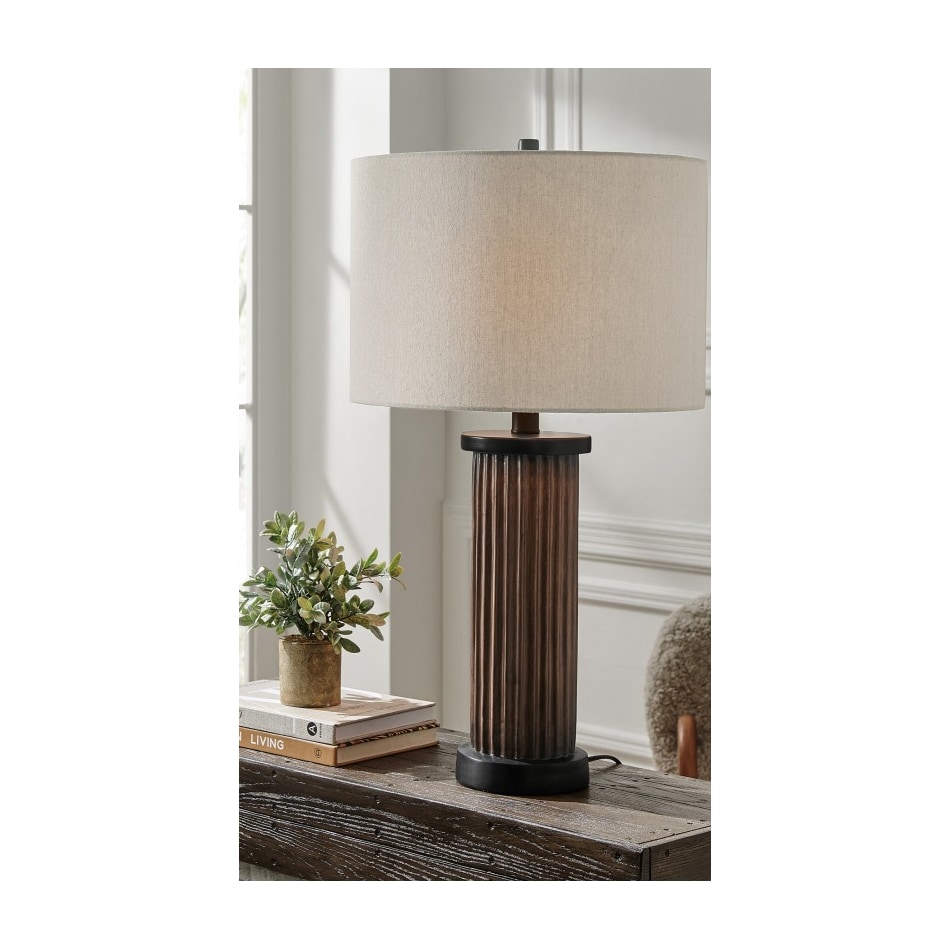 lite brown table lamp   