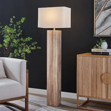 Antique Grey Wood Floor Lamp 61"H