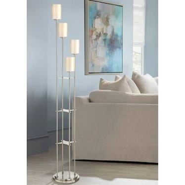 4 Light Brushed Nickel Uplight Floor Lamp 71"H