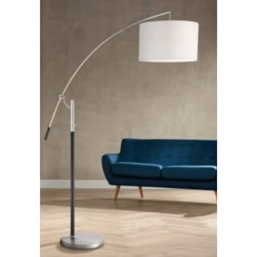 Brushed Nickel and Black Floor Arc Lamp 80"H