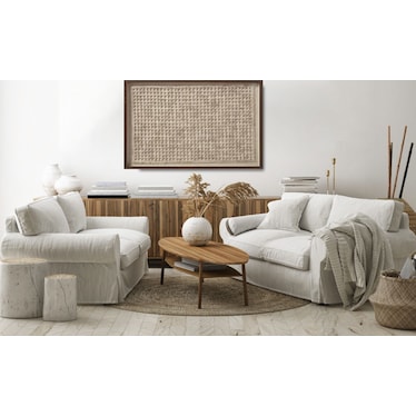 Tan Framed Textile 53"W x 35"H