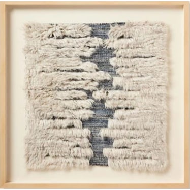 Blue and Tan Framed Textile 53"W x 35"H