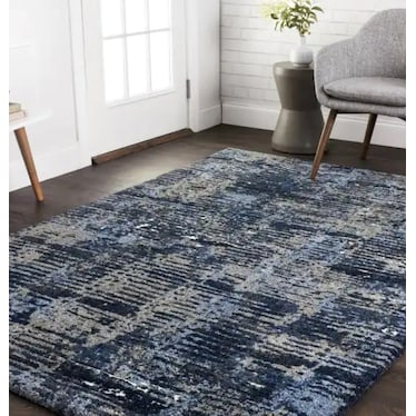 Viera Dark Blue Area Rug 5'3"W x 7'7"L