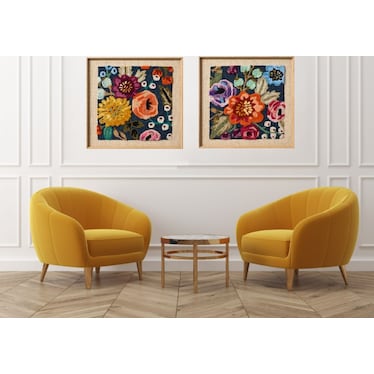 Vintage Floral II Framed Textile Wall Decor 31"W x 31"H