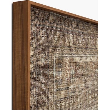 Tan and Green Small Framed Textile 28"W x 46"H