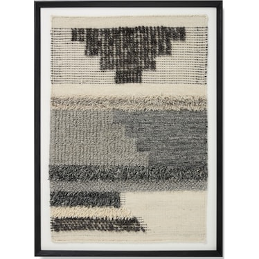 Charcoal and Cream Framed Textile 40"W x 30"H