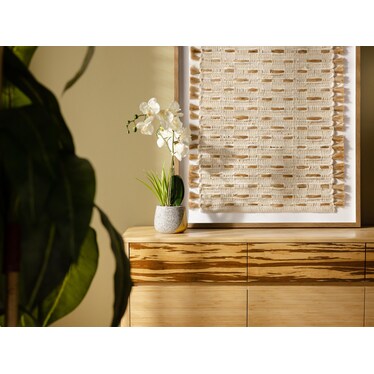 Ivory and Tan Framed Textile 33"W x 35"H