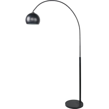 Black Metal Single Floor Arc Lamp 75"H