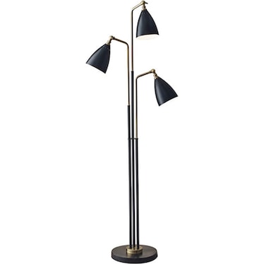 3-Lite Black Metal Floor Lamp 62"H