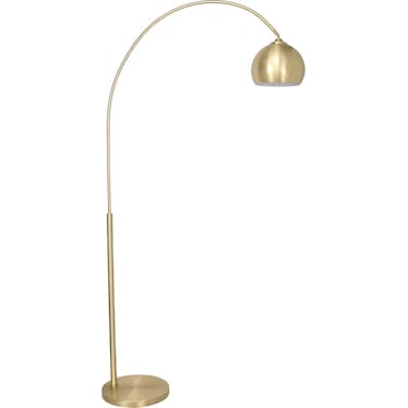 Brass Metal Single Floor Arc Lamp 73"H