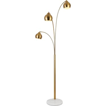 Brass 3-Lite Floor Arc Lamp 83"H