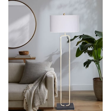 Gold and Marble Floor Lamp 62"H