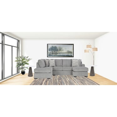 Silver 3-Light With Drum Shades Floor Arc Lamp 84"H