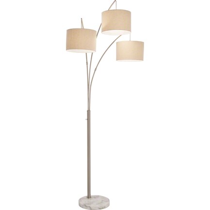 Silver 3-Light With Drum Shades Floor Arc Lamp 84"H