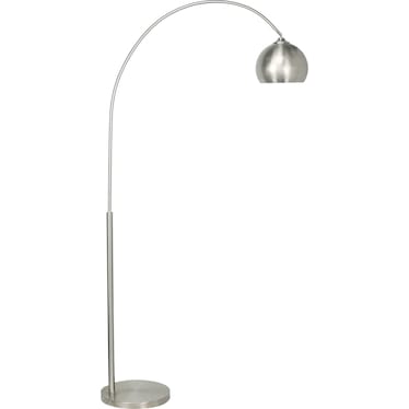 Nickel Metal Single Floor Arc Lamp 73"H