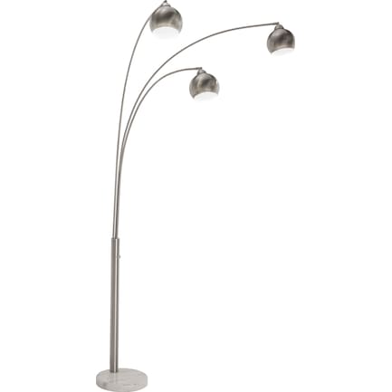 Brushed Steel 3-Lite Floor Arc Lamp 83"H